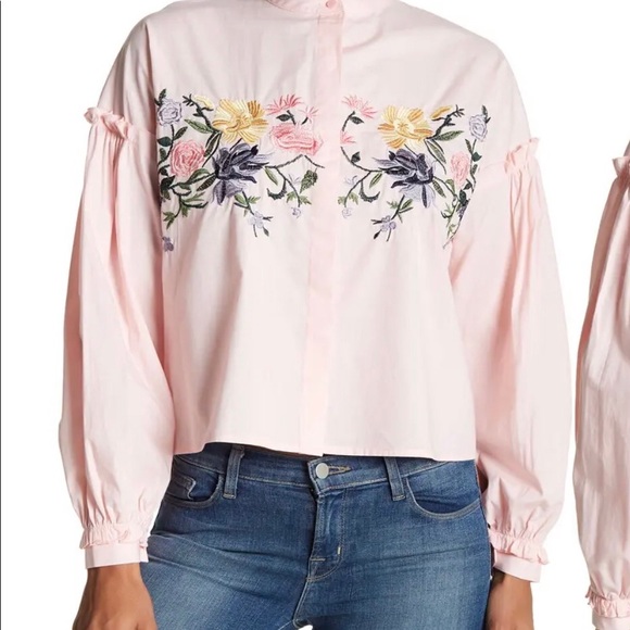 NWT, Vertigo Pink Embroidered Bubble Blouse L - Picture 5 of 8